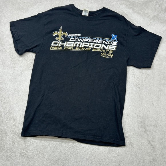 Delta Other - New Orleans Saints T-Shirt Mens Large Black 2009 NFC Champions Graphic NFL Y2K